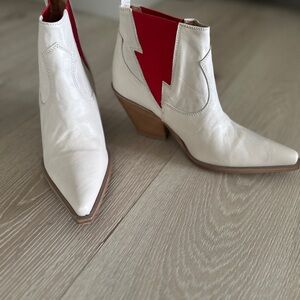 Free People White and Red Ankle Booties
